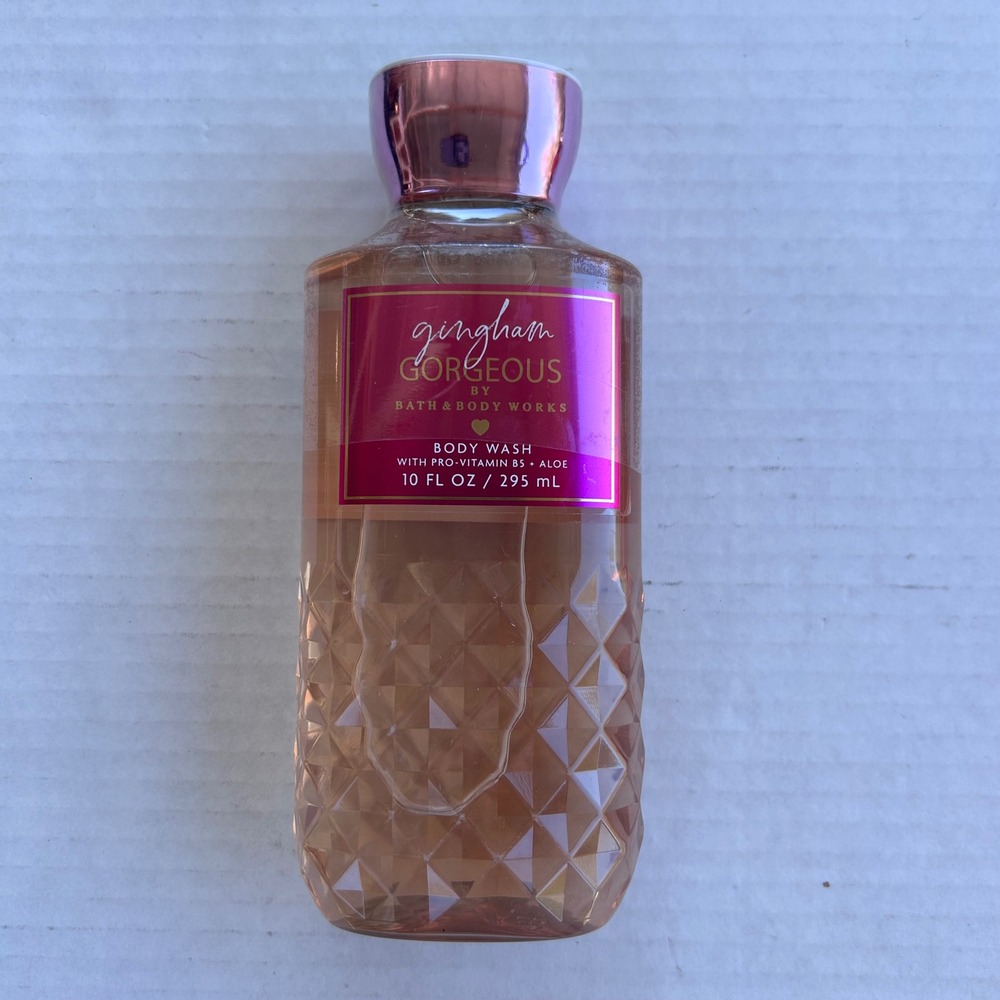 Bath & Body Works Gingham Gorgeous Body Wash 10 fl oz New Strawberry Peach Peony